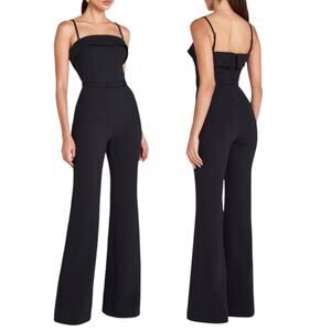 Nadine Merabi Sabrina Black Sleeveless Strapless Wide Leg Jumpsuit Womens XL *